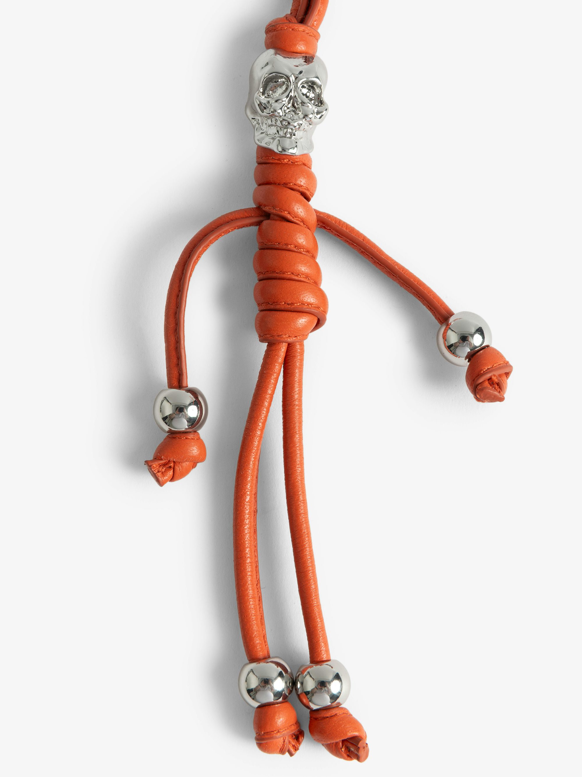 Porte-Clés Skull - Charms grigri en cuir lisse en forme de squelette à accrocher sur un sac par exemple.